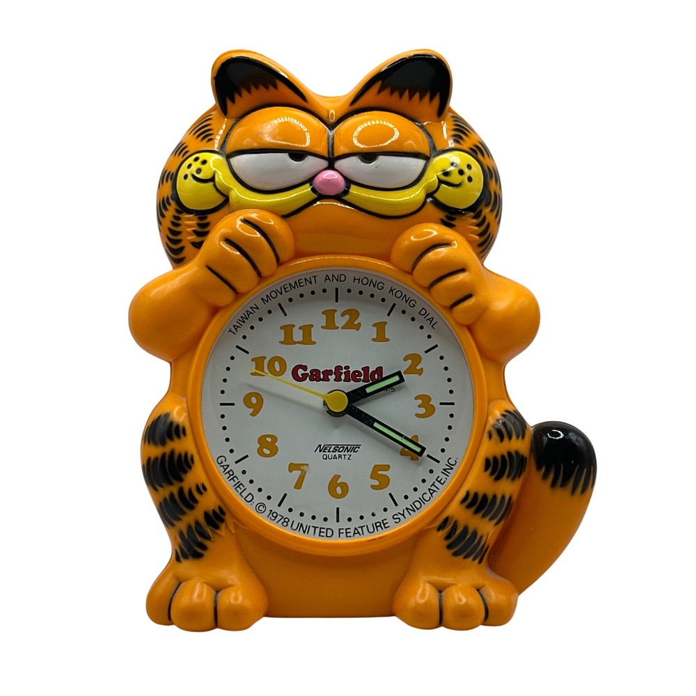 Vintage 1978 Garfield Nelsonic Quartz Alarm Clock Jim Davis Orange For Repair